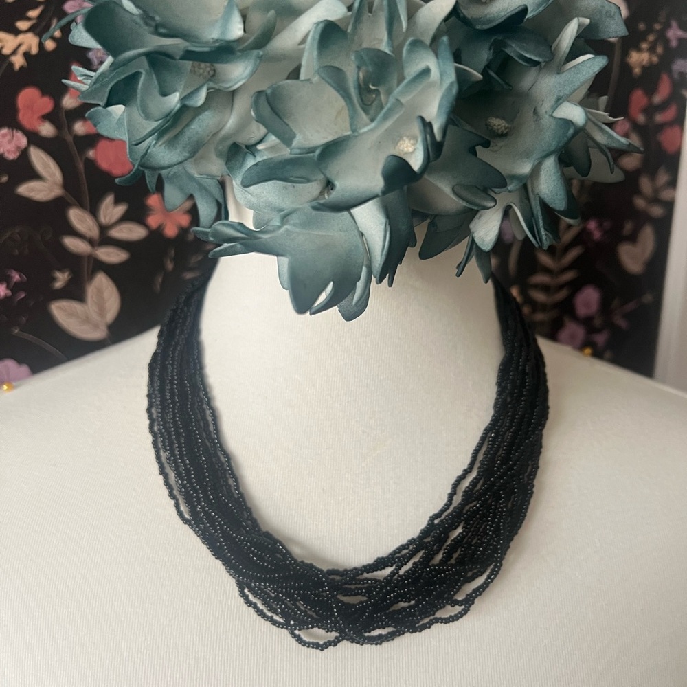 Black beaded, multi stand necklace